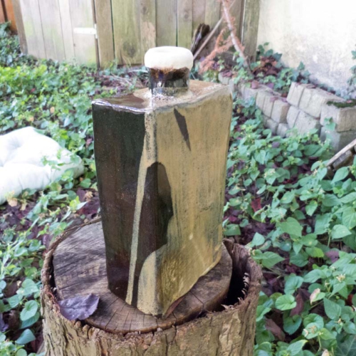 Sake Flasche, Tenmoku glasiert, 21x11x6 cm, 100€