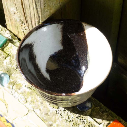 Teeschale, Temmoku/Shino, ø11cm, Höhe 6cm, 50€