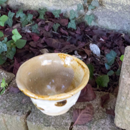 kleine Teeschale, Temmoku/Shino/Eisenoxid,ø10cm, Höhe 5,5cm, 50