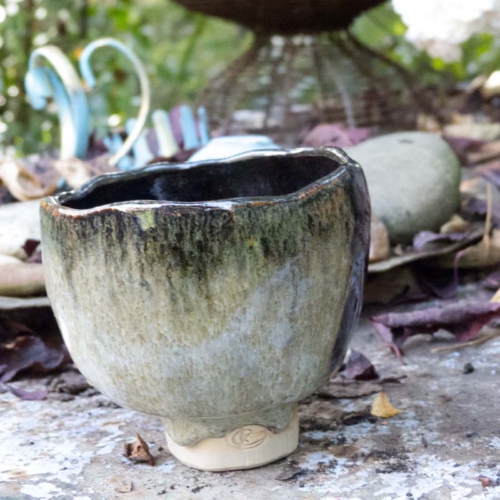 Teeschale, Hasenfellglasur, ø9cm, Höhe 8cm, 80€