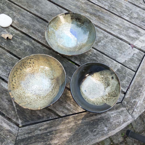 3 Hasenfellschalen mt verschiedenen Farben, ø 12cm, Höhe 6cm, zusammen 90€, einzeln 35€