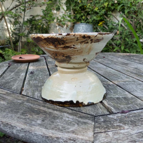 obere Schale, transparent mit Eisenoxidmuster, ø 17cm, Höhe 6,8cm, 35€