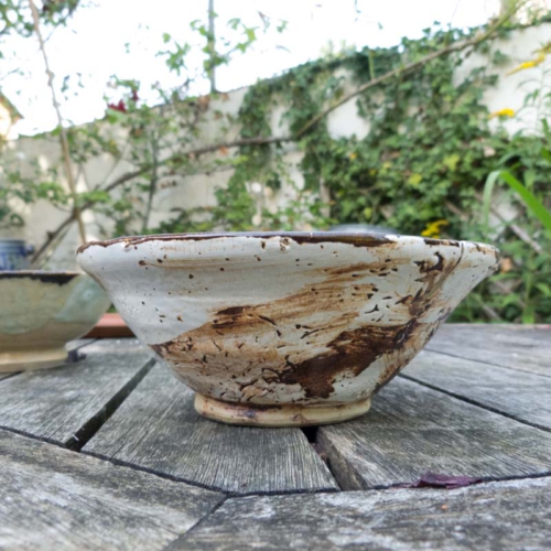 obere Schale, transparent mit Eisenoxidmuster, ø 17cm, Höhe 6,8cm, 35€