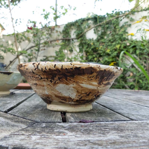 obere Schale, transparent mit Eisenoxidmuster, ø 17cm, Höhe 6,8cm, 35€