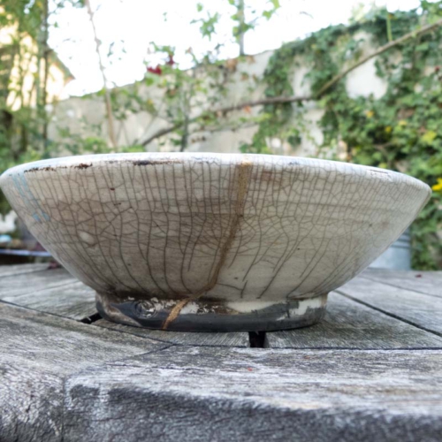 Kintsugischale, Rakubrand, ø 22cm, Höhe 7cm, 50€