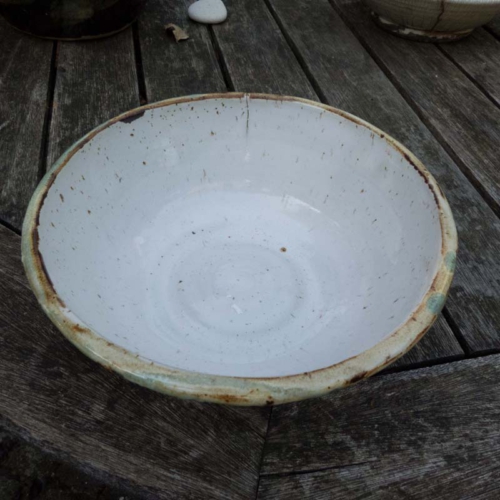 Wilde Schale 2, Temmoku/Transparent/Türkis, ø 20cm, Höhe 8cm, 35€