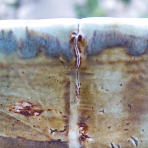 Wilde Schale 2, Temmoku/Transparent/Türkis, ø 20cm, Höhe 8cm, 35€