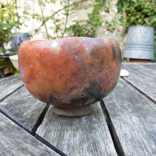 Handgeformte Schale 3, poliert, Rakubrand, ø 12cm, Höhe 9cm, 65€