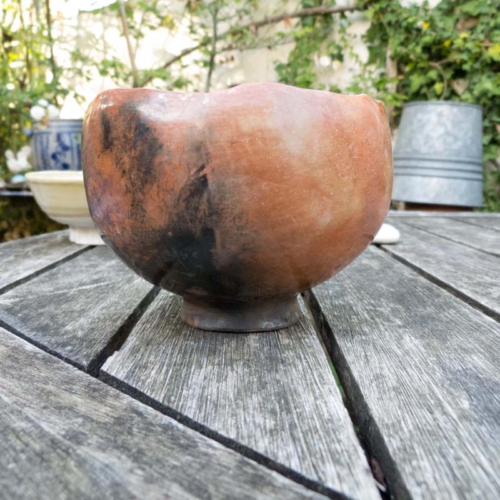 Handgeformte Schale 3, poliert, Rakubrand, ø 12cm, Höhe 9cm, 65€