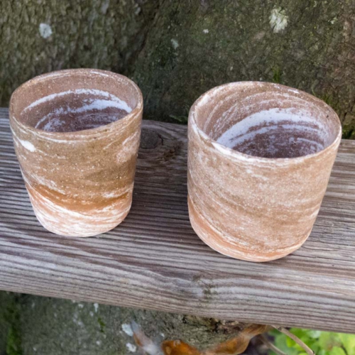 2 Töpfchen, Agateware, ø 5 und 5,5 cm, Höhe 5 und 5,5 cm, Transparent, 20€