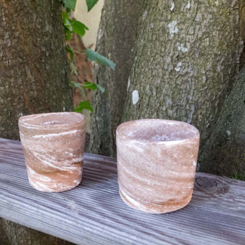 2 Töpfchen, Agateware, ø 5 und 5,5 cm, Höhe 5 und 5,5 cm, Transparent, 20€