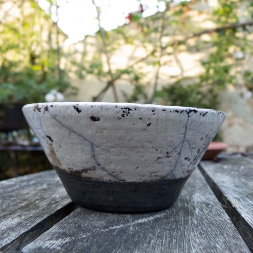 Rakuschälchen, weiss/blau, ø 10,5cm, Höhe 5cm, 15€