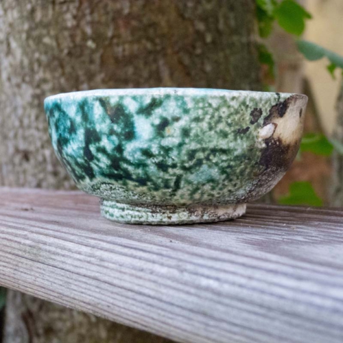 Experimentalbrand, weiss und Kupfergrün, ø 8,5cm, Höhe 4cm, 15€